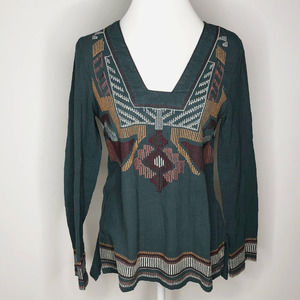 Entro Top Size Small BOHO Cotton Embroidered
